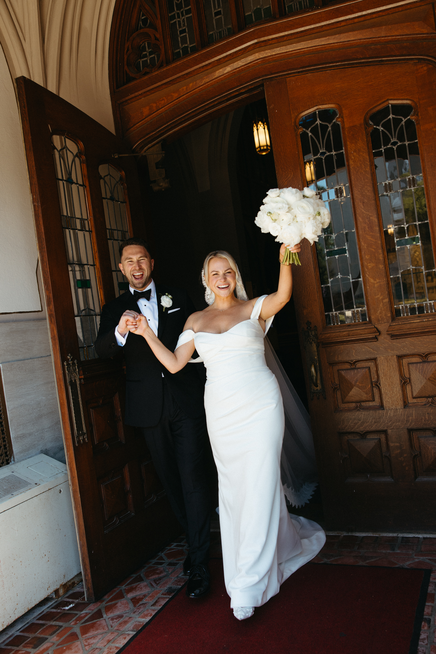Philadelphia couple exits church on wedding day